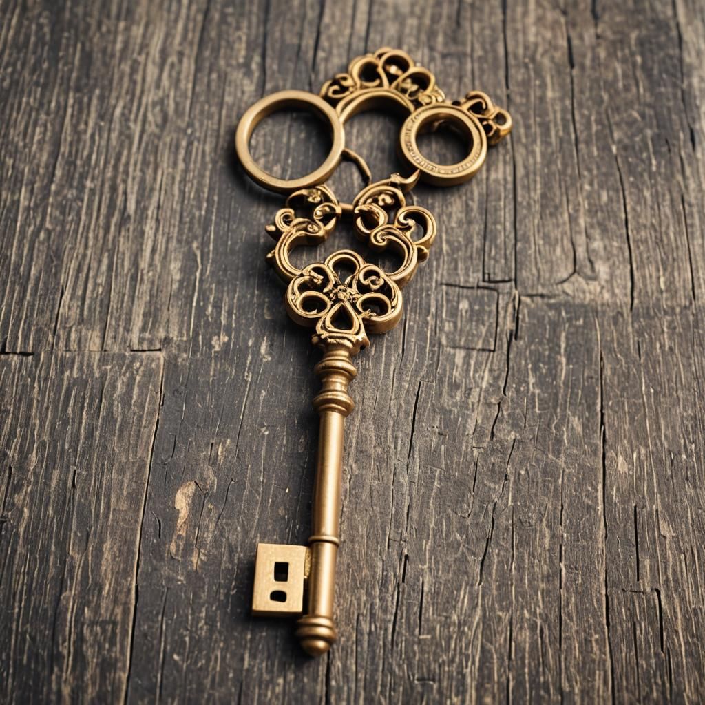 Antique Gold Key Macro Photography