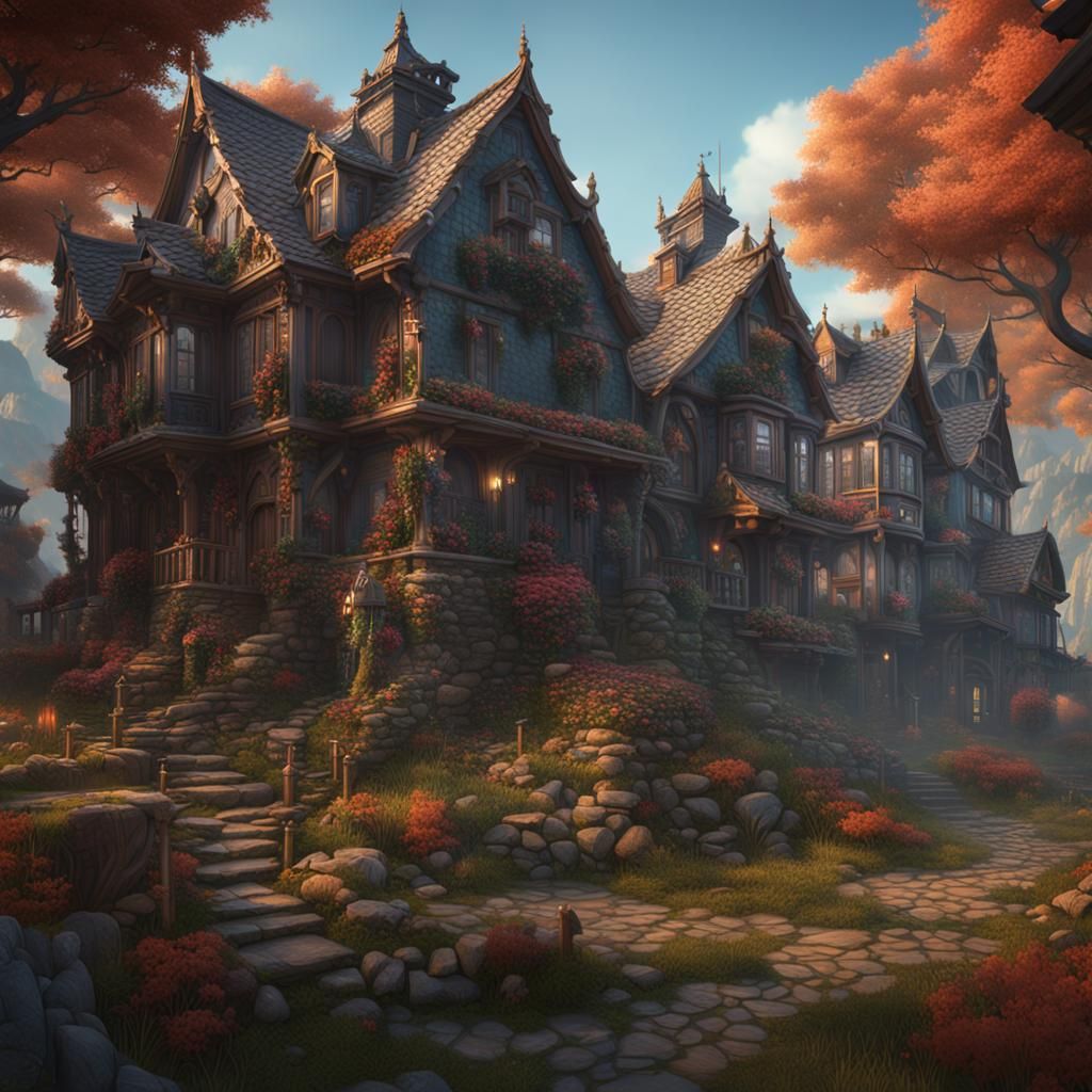 Identical Houses: Detailed Matte Painting in Deep Color