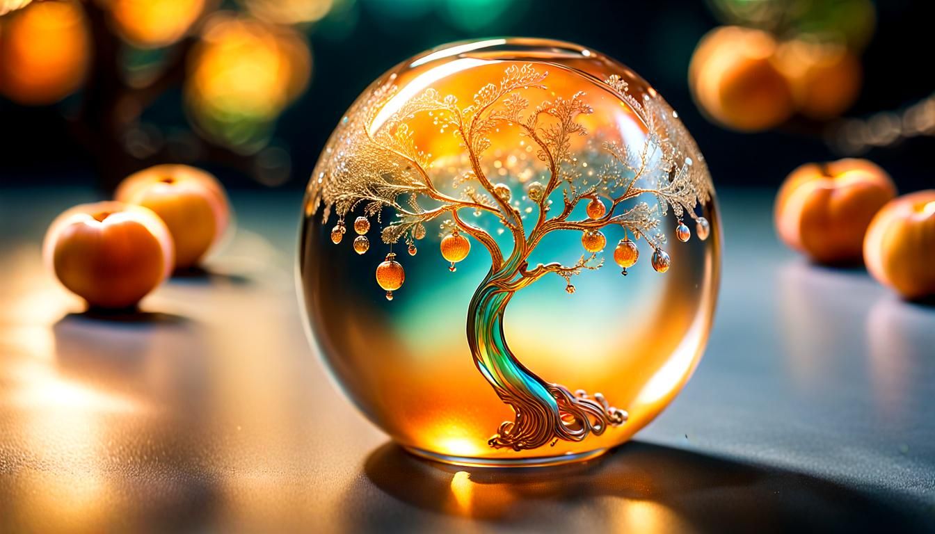 Magical Glass Apricot with Golden Filaments