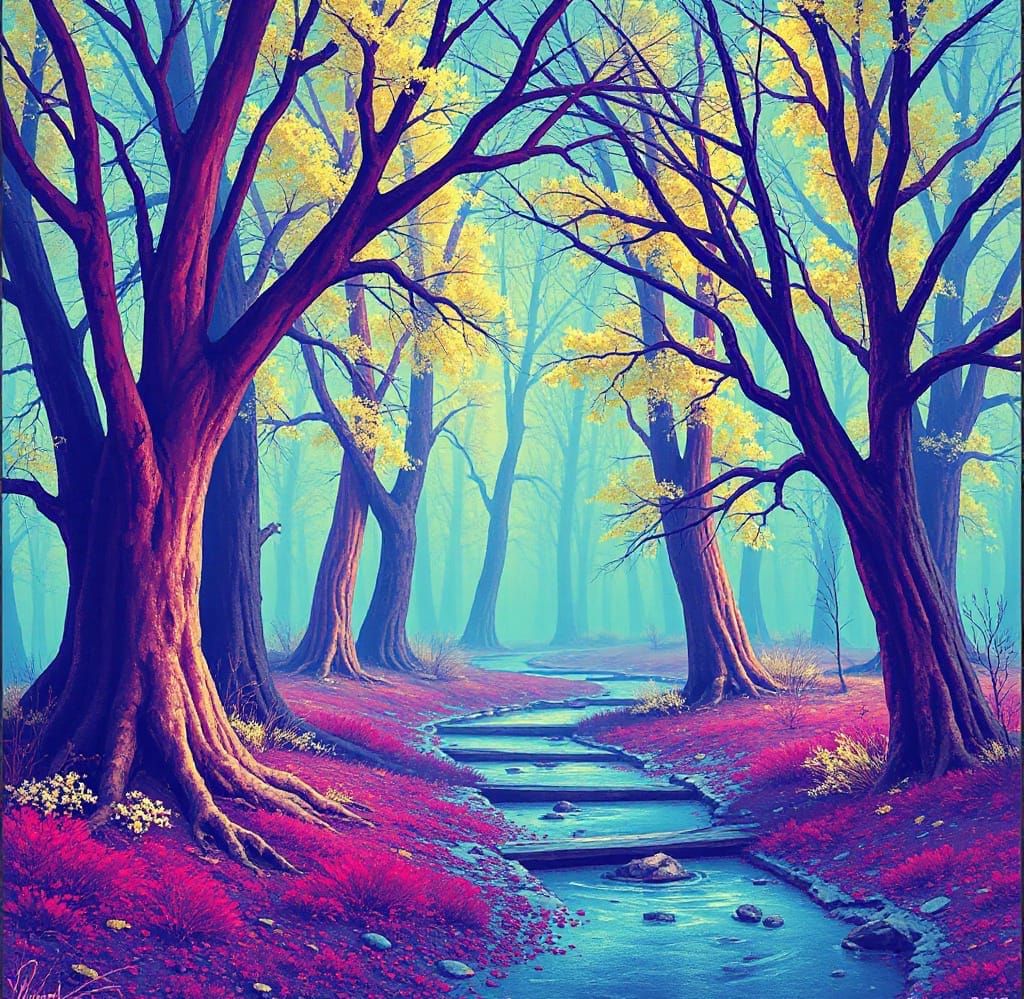 Abstract Surreal Cobalt Amaranth Composition