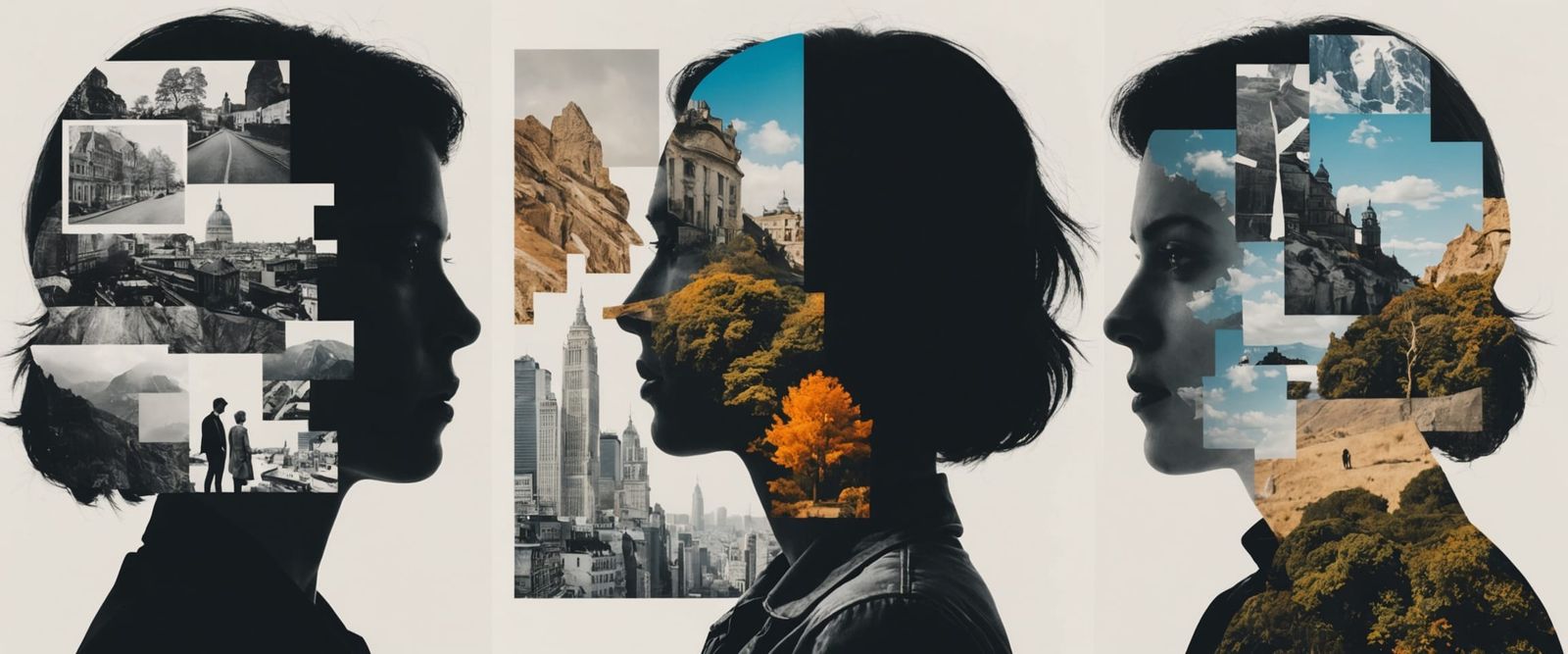 Double Exposure Collage of Opposing Themes