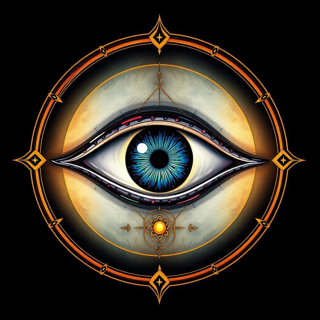 Ethereal All-Seeing Eye in Mystical Symbolism Style