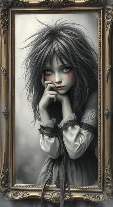Bohemian Gypsy Girl Leaning Out of Picture Frame
