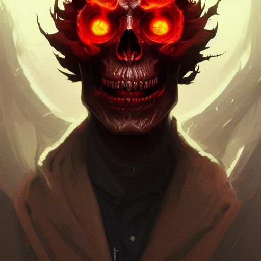 Flaming Skull King Portrait in Sinister Art Style