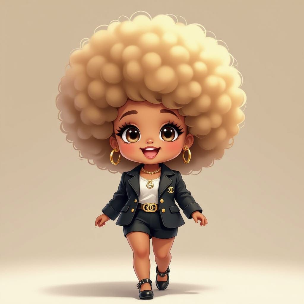African American Chibi Doll in Chanel Outfit