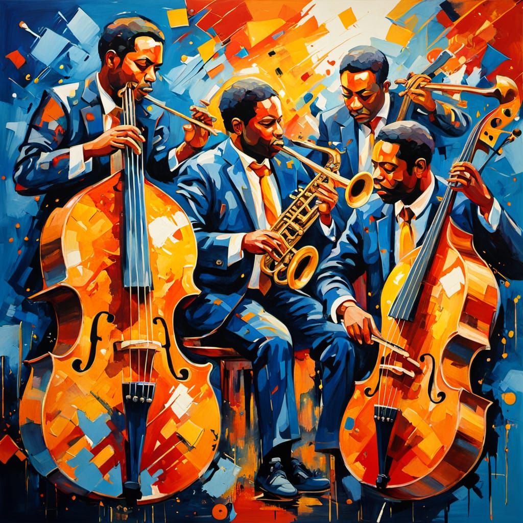 Energetic Abstract Jazz Art in Vibrant Expressionist Style