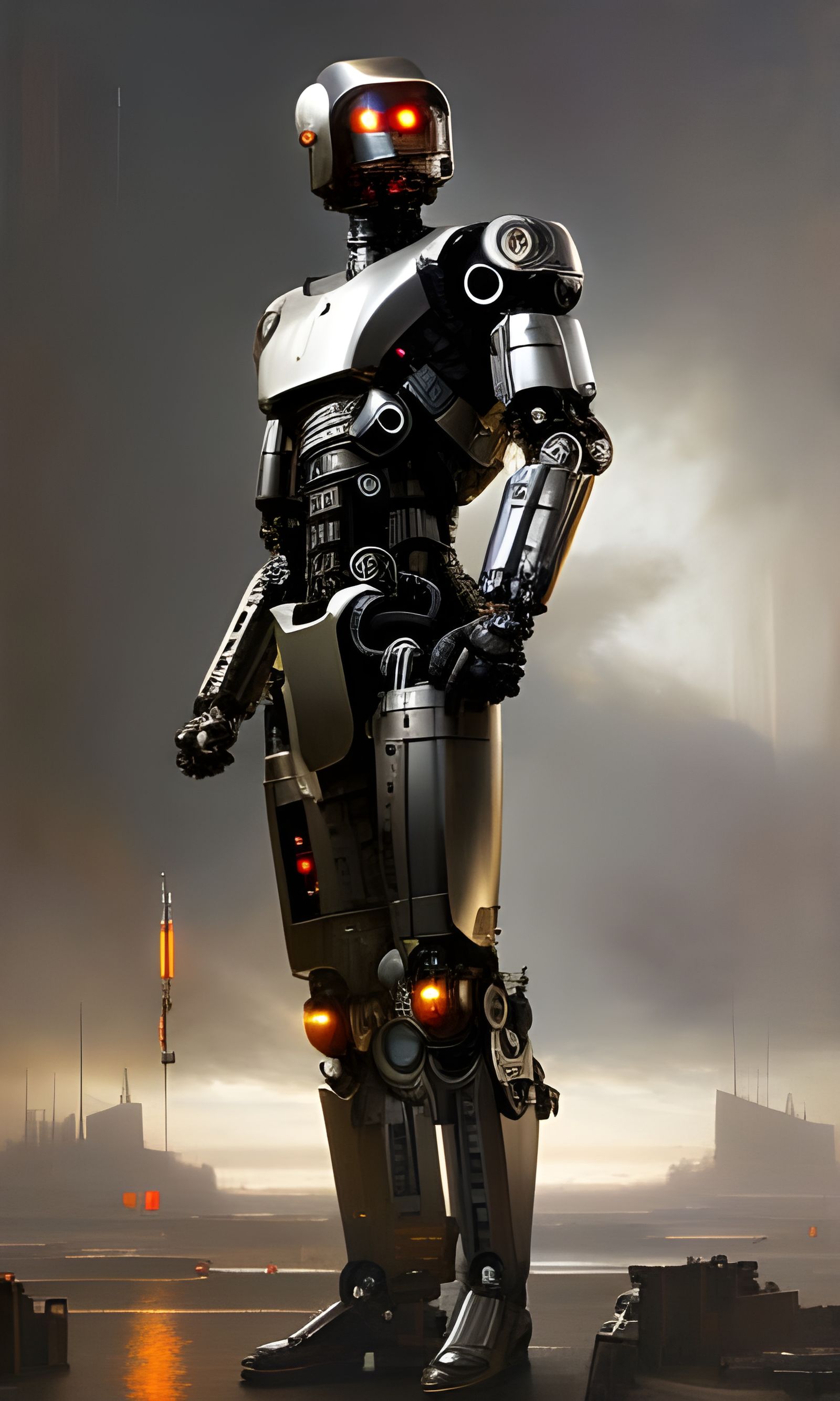 Cyborg Android in Factory: Hyperrealistic Photography