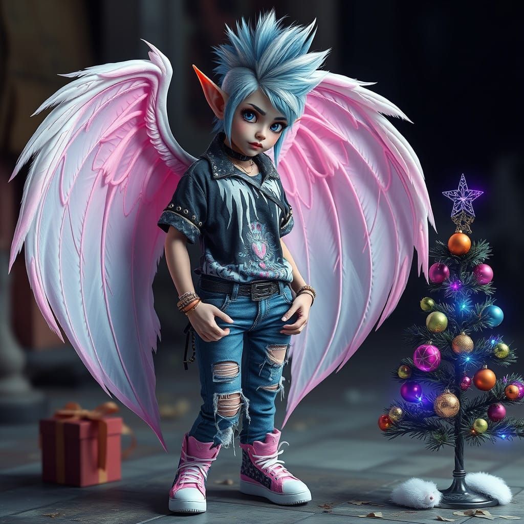 Ethereal Glamour Punk Elf in Ultra Realistic Digital Art