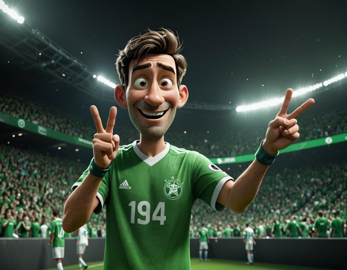 Hopeful Soccer Fan in Pixar-Inspired 3D Art