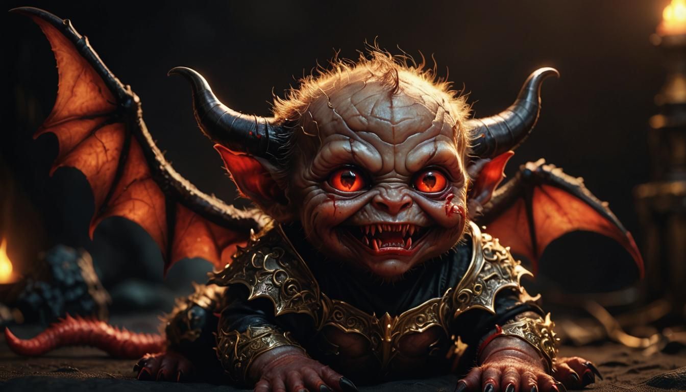 Adorable Devil Baby in Hyper-Realistic Digital Art