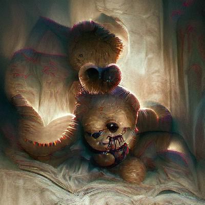 Sinister Teddy Bear, Dark Fantasy Illustration
