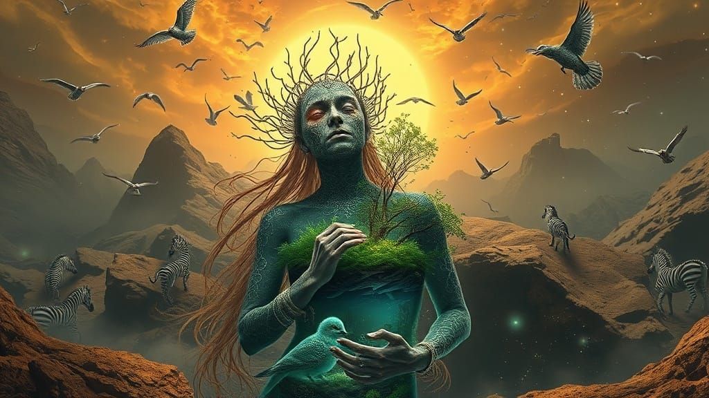 Mystical Shaman with Inner Oasis and Copper Sky