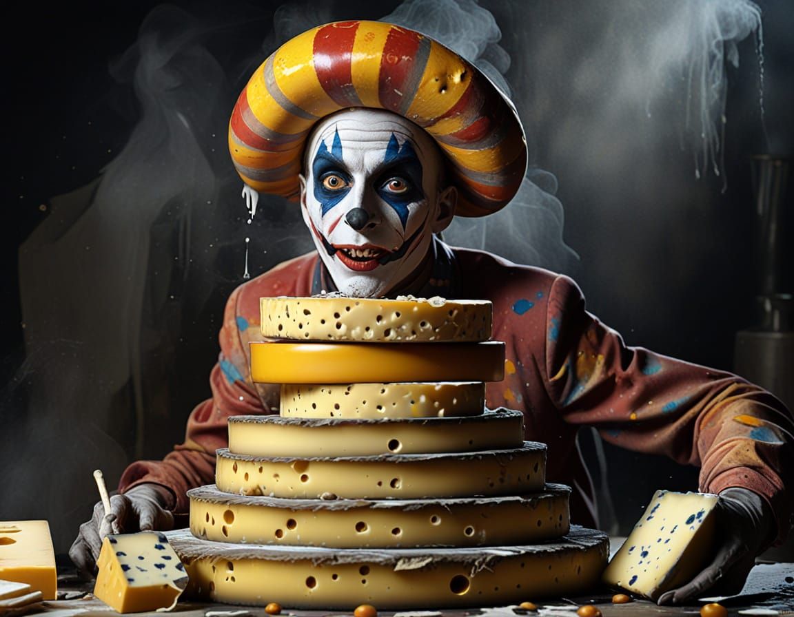 Surreal Harlequin Jester Juggling Eyeballs in Beryl Cook Sty...