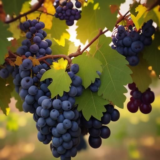 Impressionist Vineyard with Ripening Grapes in Golden Light