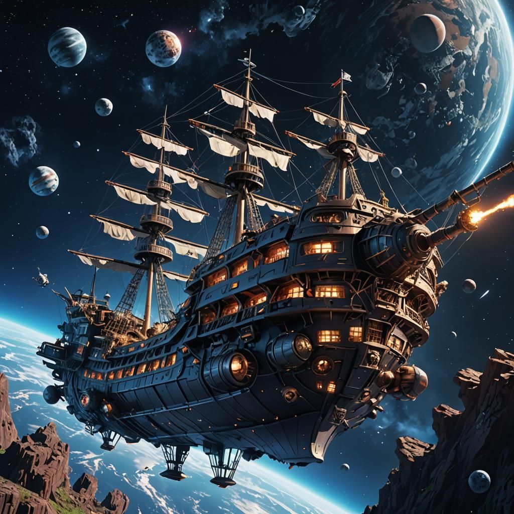 Anime Space Pirate Ship in 3D