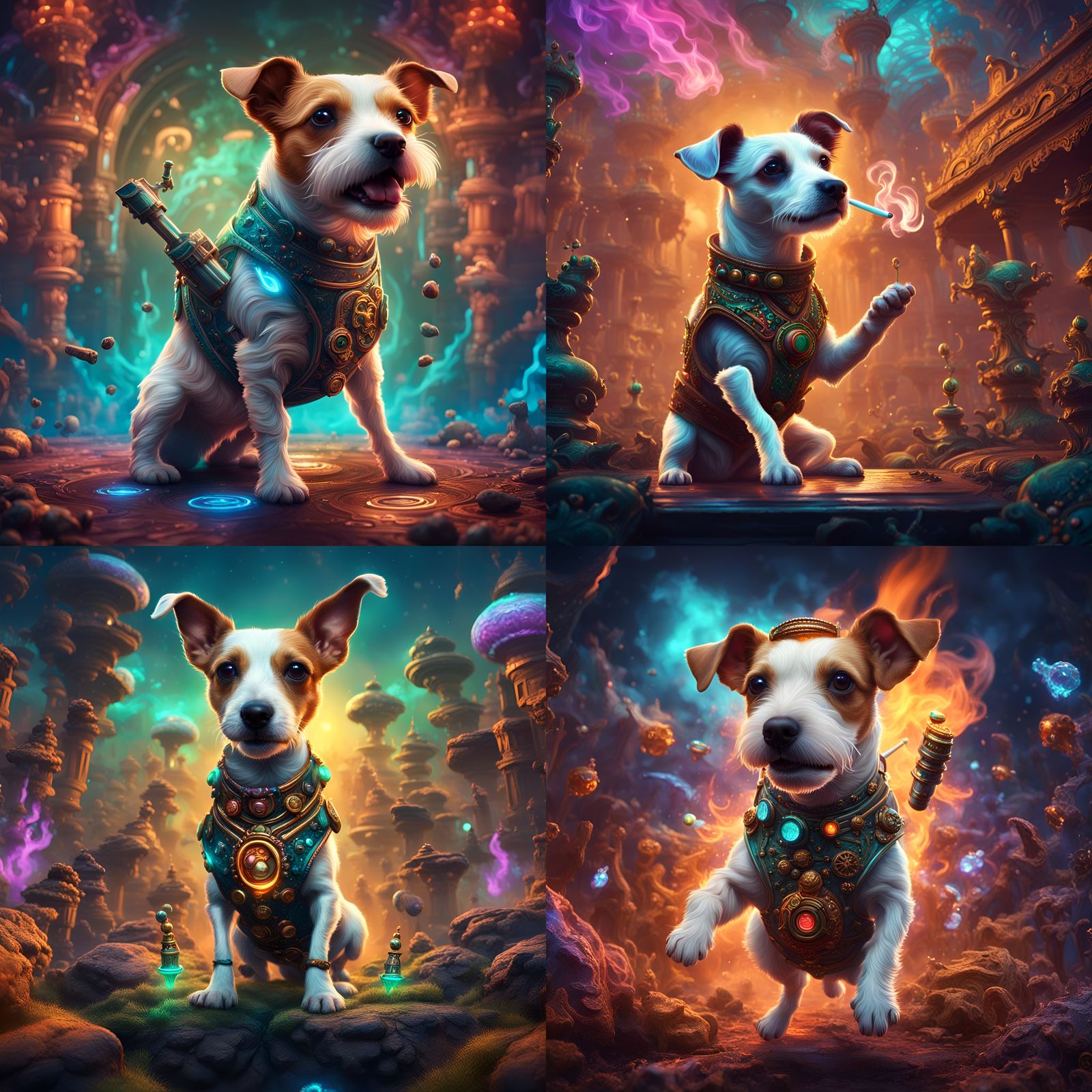Psytrance Jack Russell Terrier Matte Painting