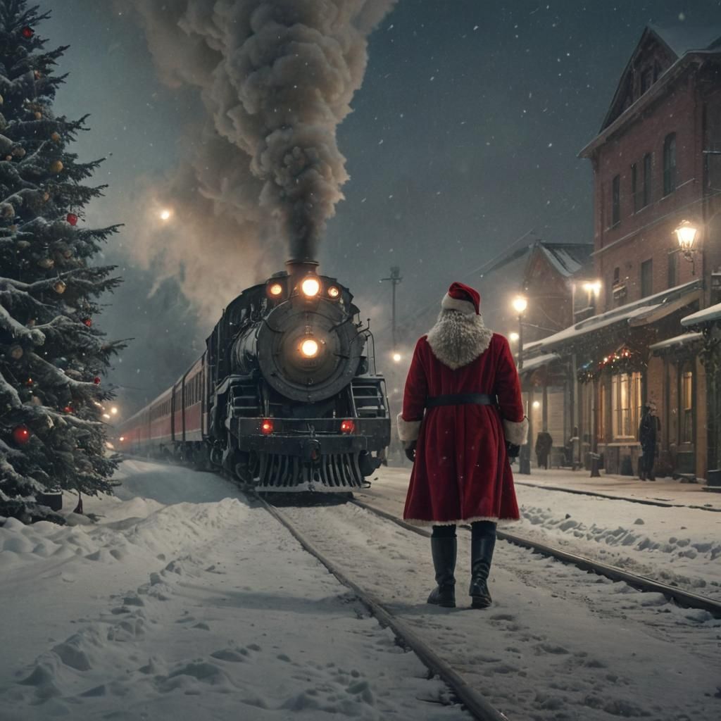 Santa at Train Depot: Cinematic Digital Matte Painting