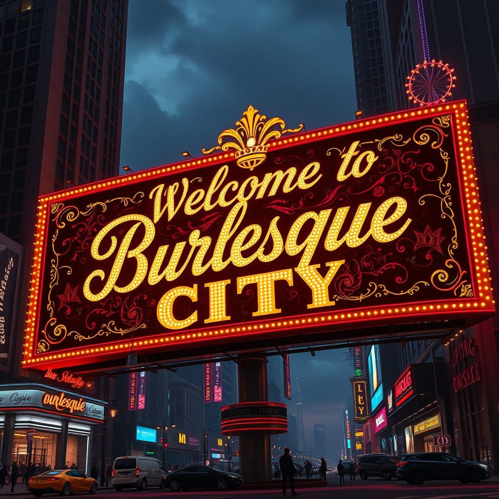 Elegant Billboard Entrance to Burlesque City