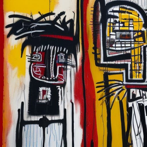 Boy and Dog Urban Portrait in Neo-Primitivist Style