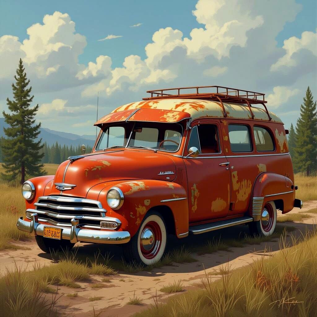 Chevrolet Fleetmaster Campervan: 3D Oil Painting