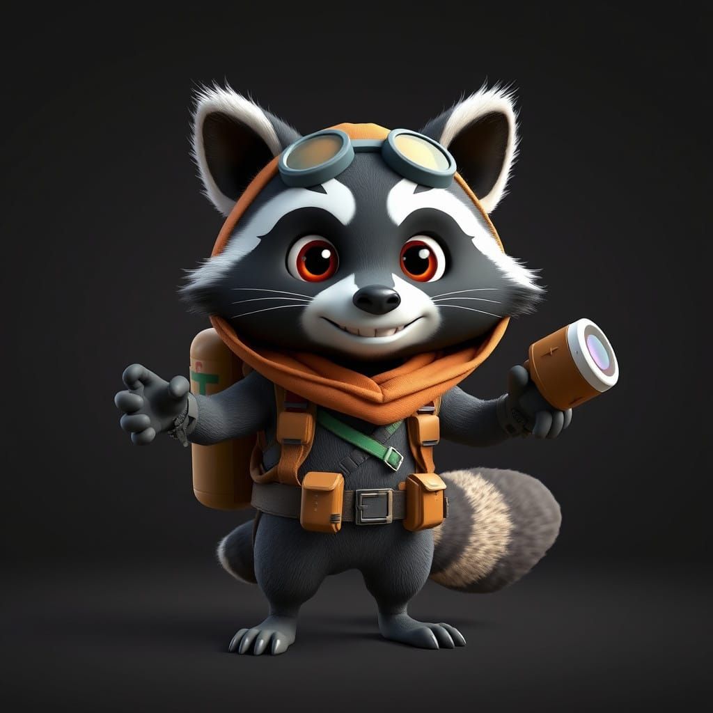 Raccoon Embarks on Martian Quest in Vibrant Pixar Style
