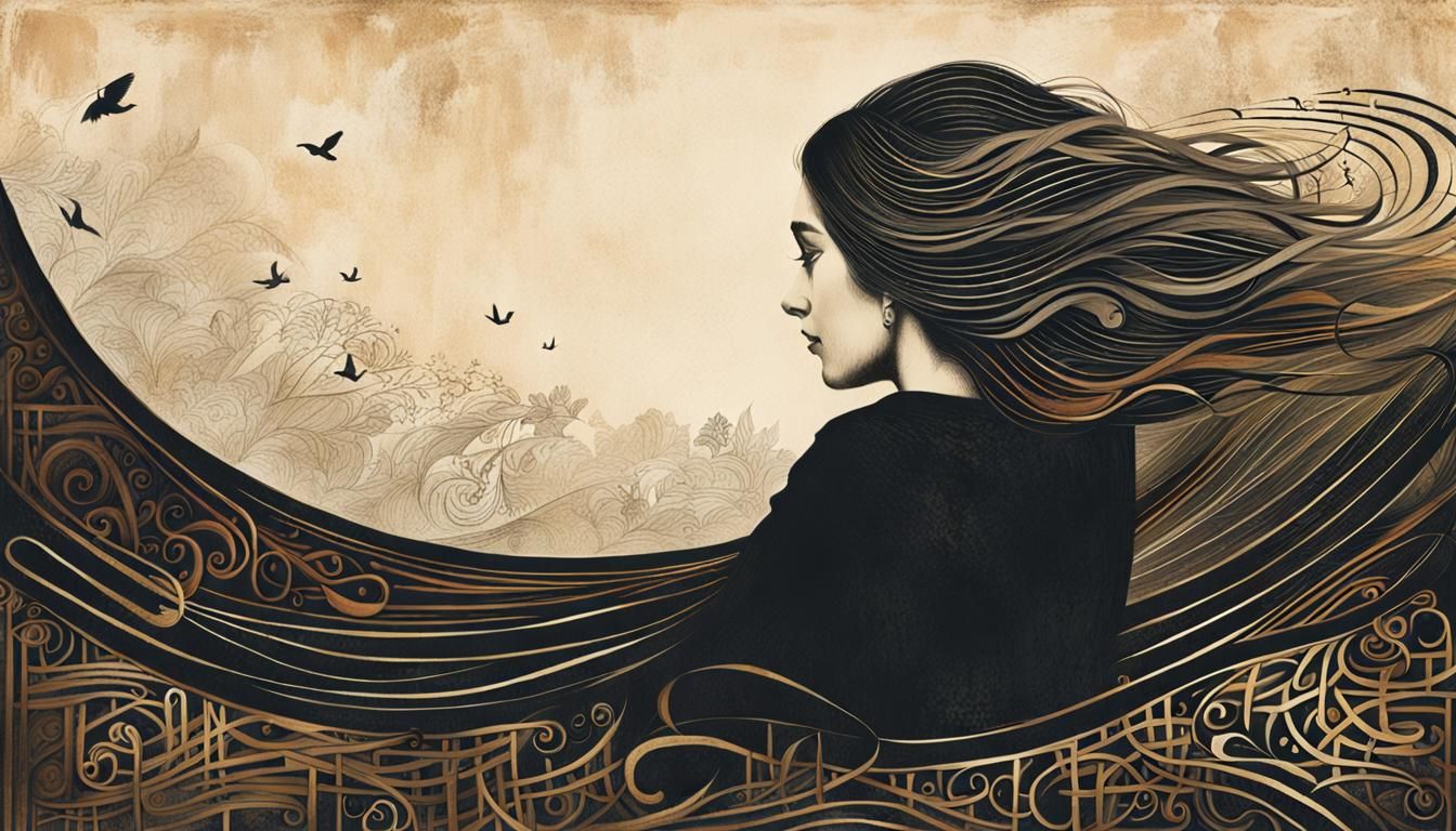 Elegant Calligraphic Illustration of Infinite Consciousness