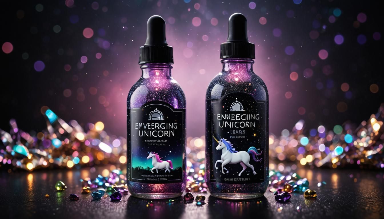 Energizing Unicorn Tears Product Shot in HDR Style