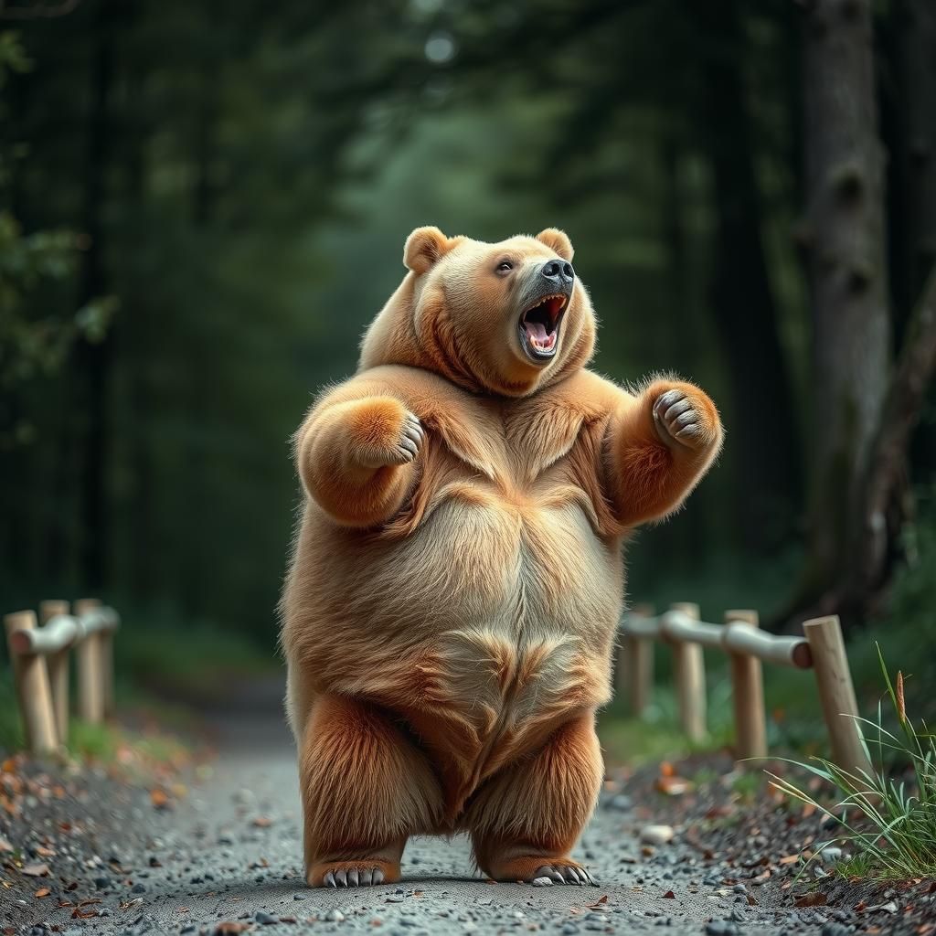 Obese Bear Handstand Photograph Portrait