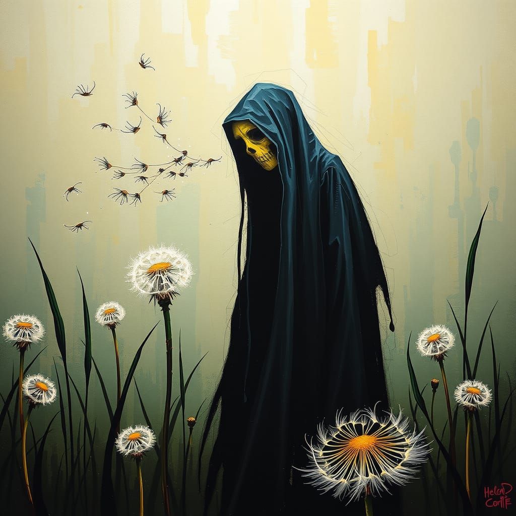 Fauvist Wraith Blowing Dandelion, Aerosol Paint