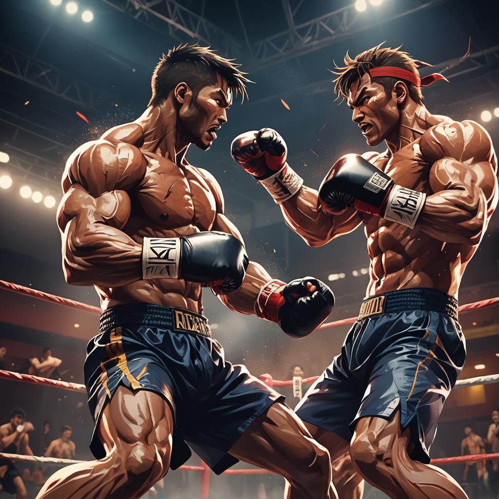 Anime Kickboxing Match in Studio Trigger Style