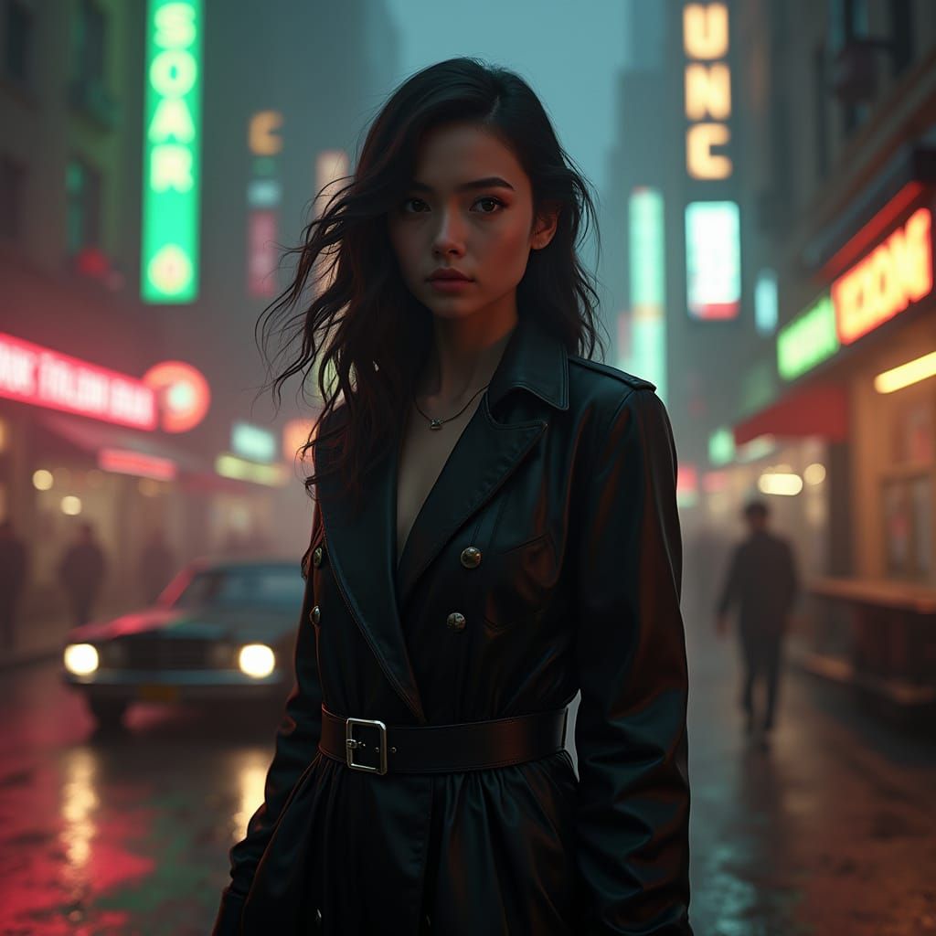 Teenage Spy: 1980s Cityscape in Matte Painting Style