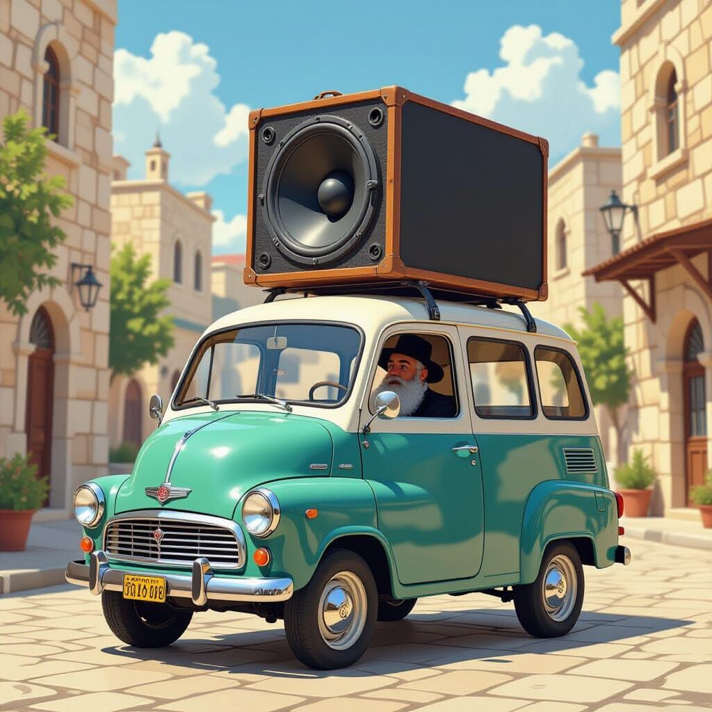 Funeral Announcement Vehicle in Jerusalem