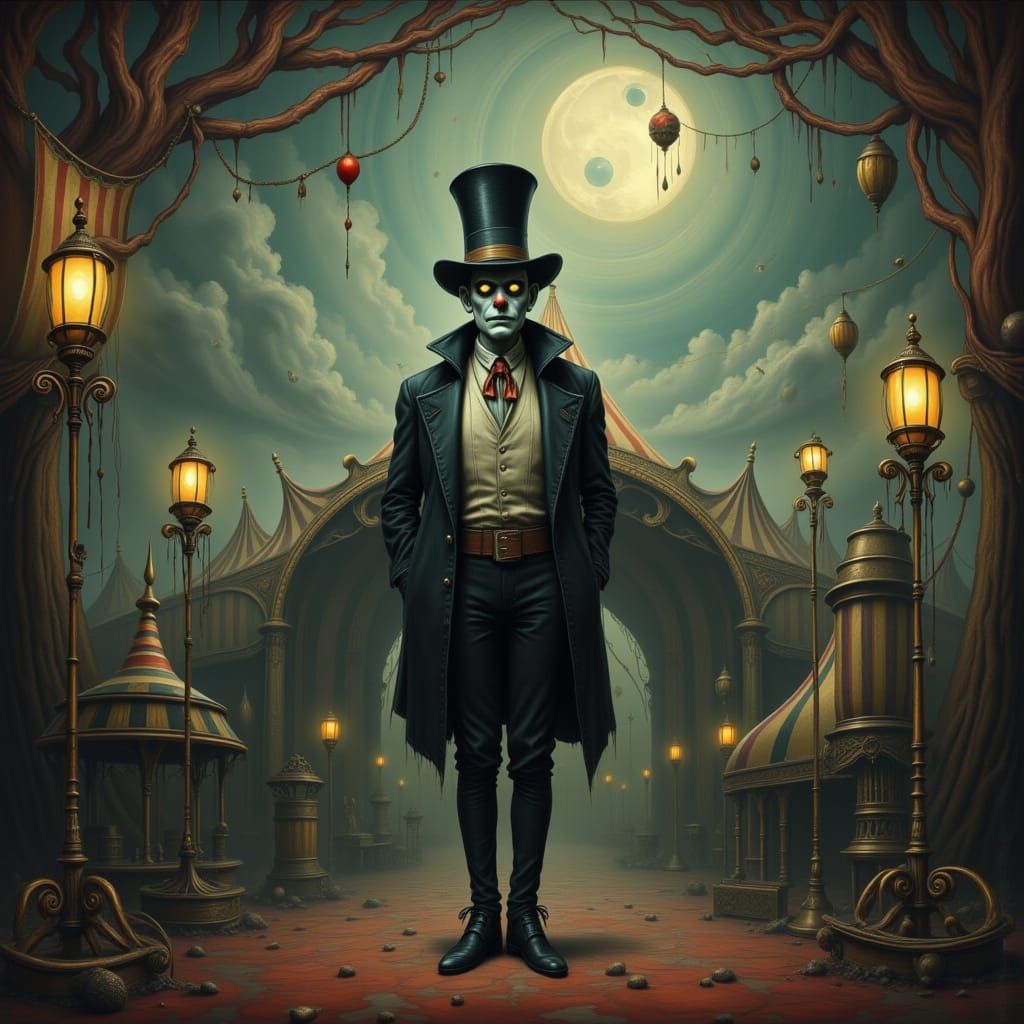 Eerie Ringmaster in Creepy Digital Circus
