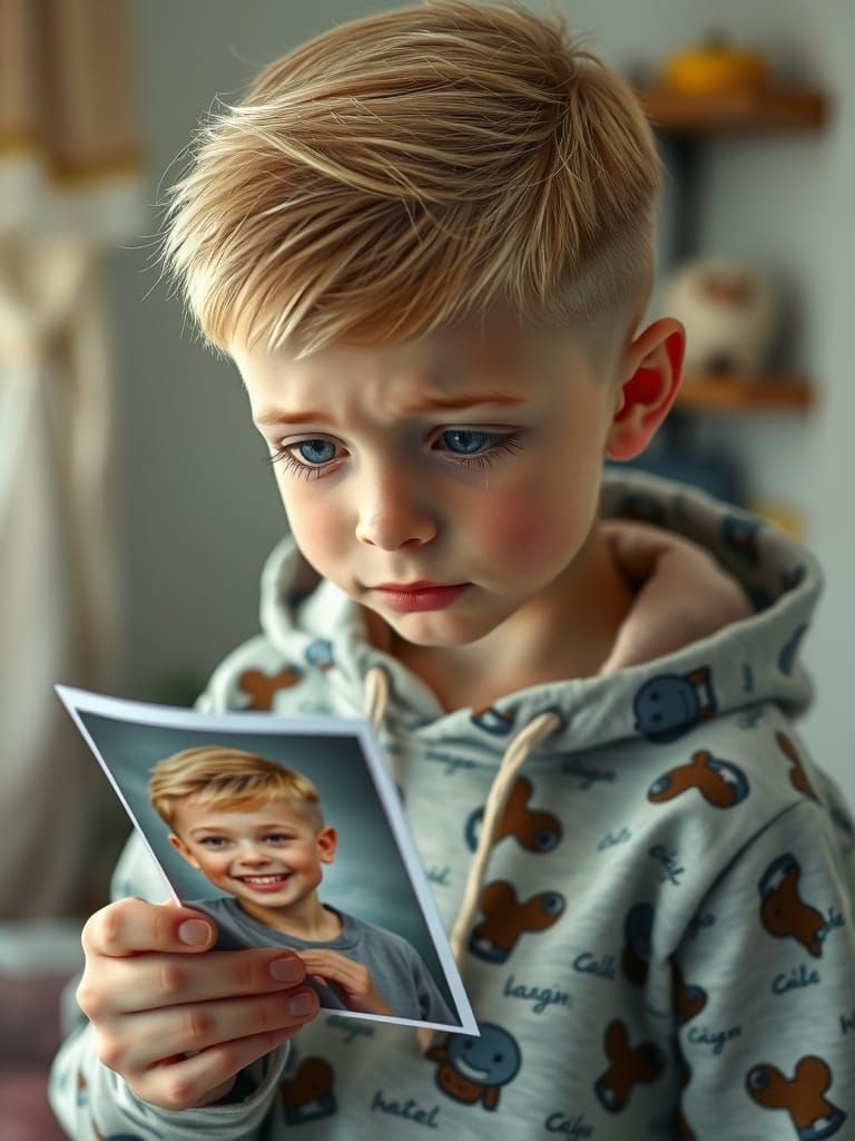 Hyperreal Teen Boy Mourns Lost Childhood