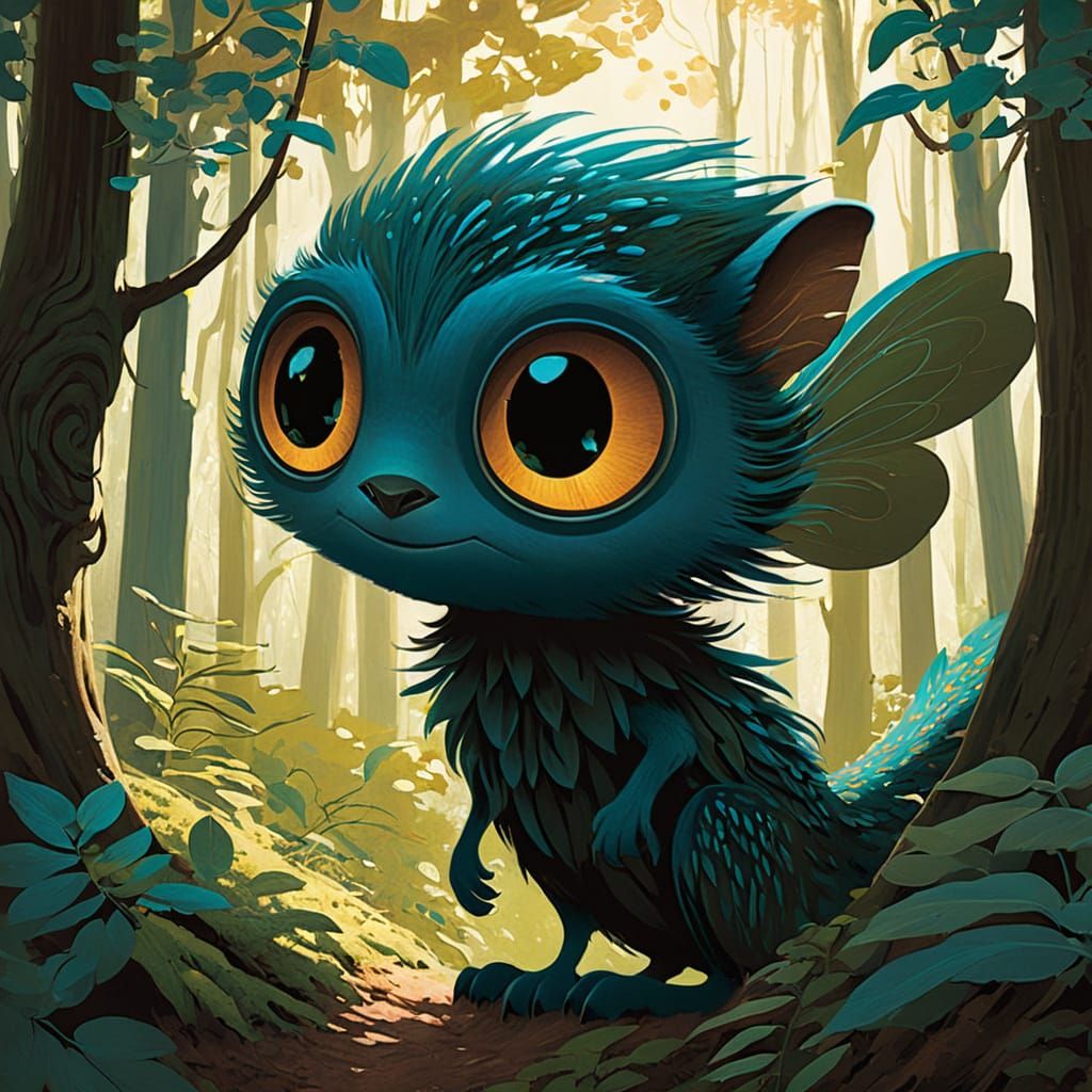 Whimsical Forest Creature in Gustav Tenggren Style
