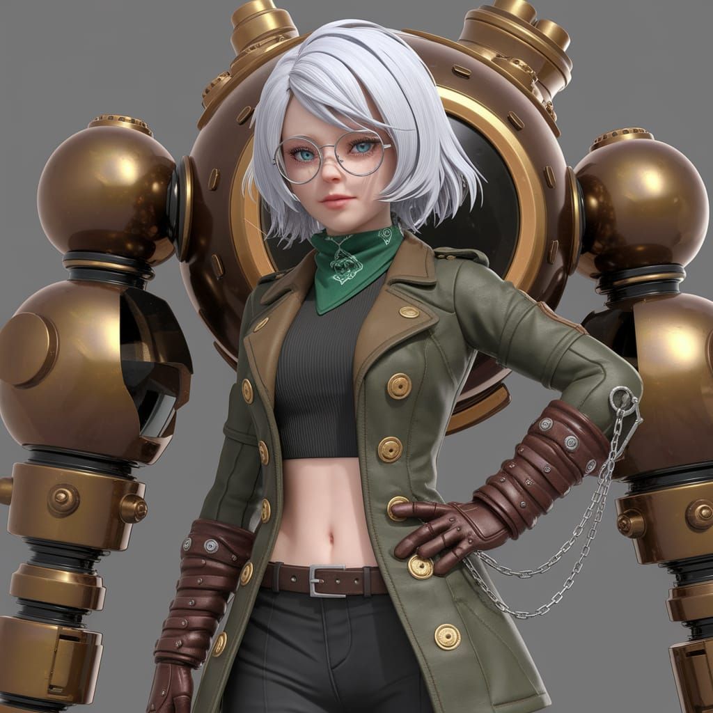 Roberia Karurīni and Steam-Powered Mecha in Anime Style