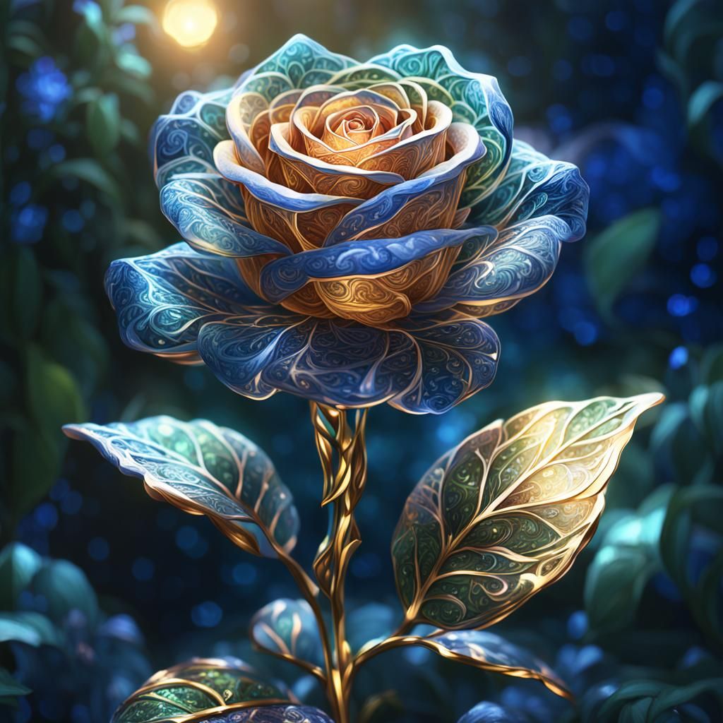 Ornate Crystal Rose Concept Art in High Fantasy Style