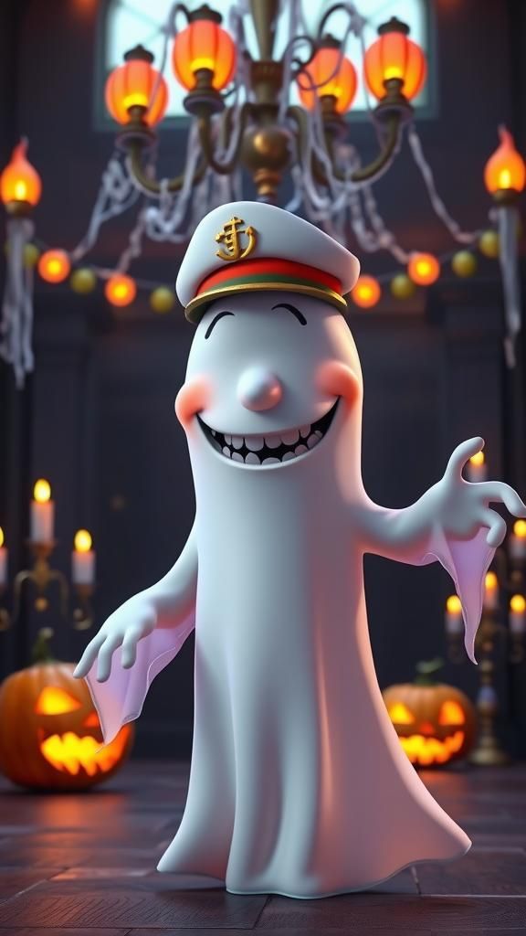 Friendly Ghost Portrait in Pixar-inspired 3D Style