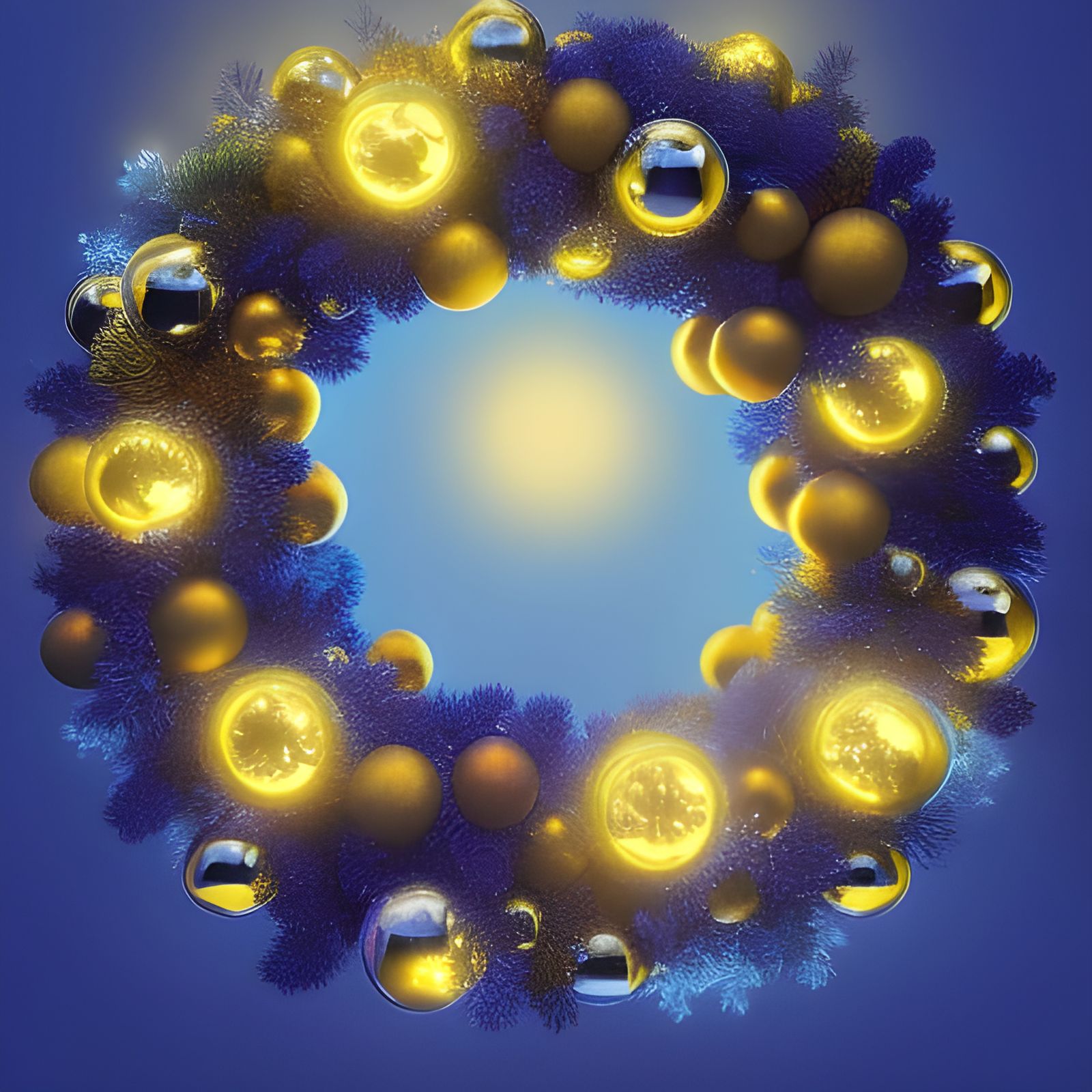 Blue and Yellow Christmas Wreath Concept Art