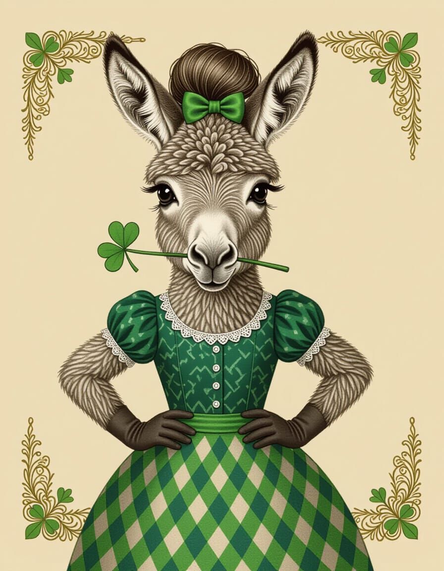 Anthropomorphic Burro Posing Fiercely in Ireland