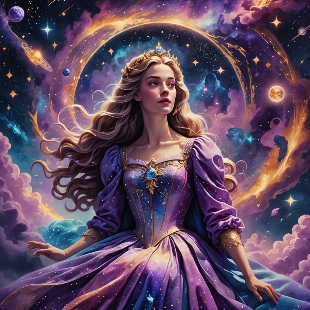 Astral Sleeping Beauty in Cosmic Dreamscape