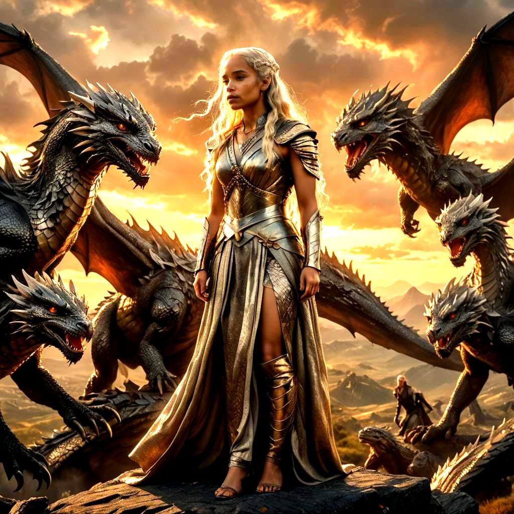 Daenarys Targaryen Dragon Queen on a Hill