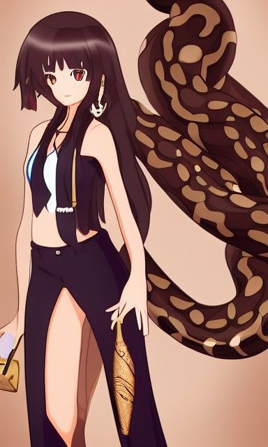 Brown Skinned Vtuber with Snake Accessories Concept Art