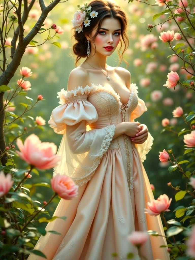 Rococo Spring Goddess in High Fashion