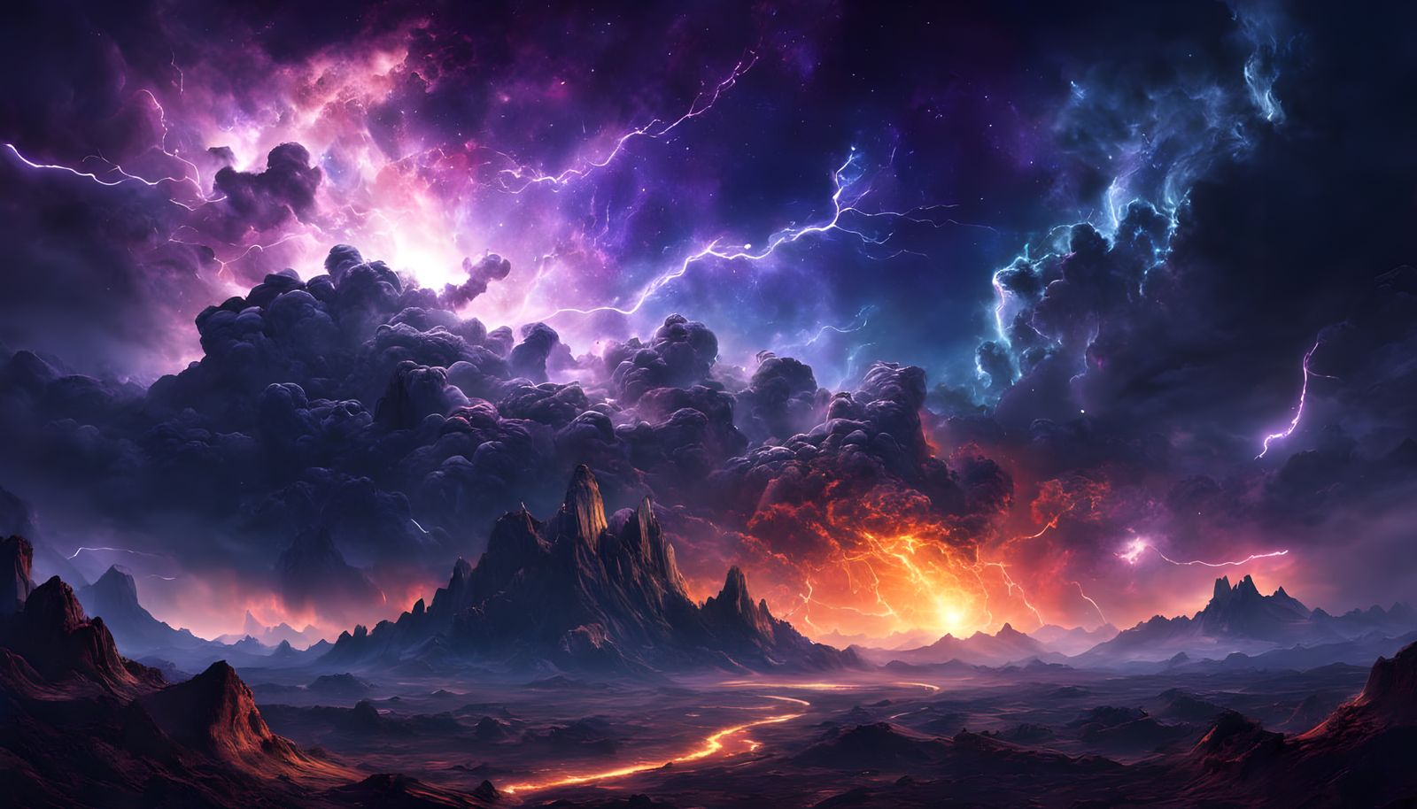 Epic Nighttime Galaxy Storm in Vibrant Hues