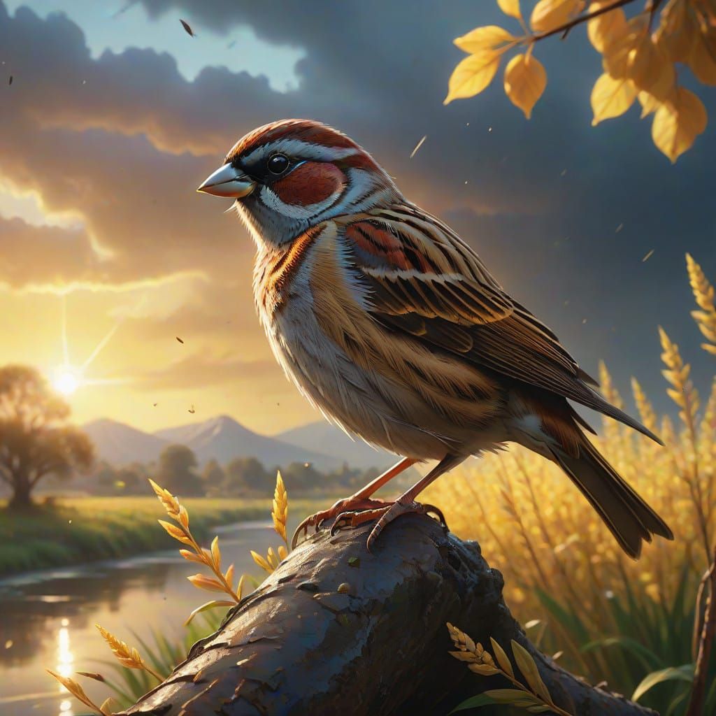Sunrise Serenity: A Sparrow's Paradise