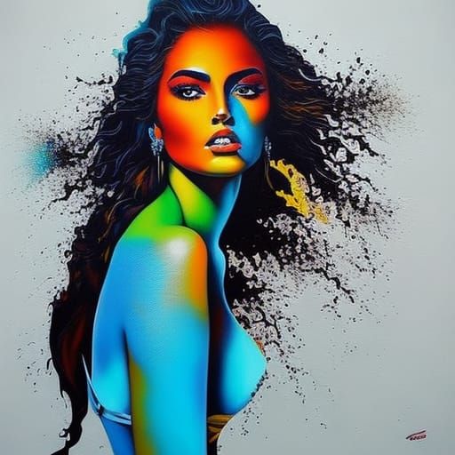 Vibrant Graffiti Art of a Wild Woman