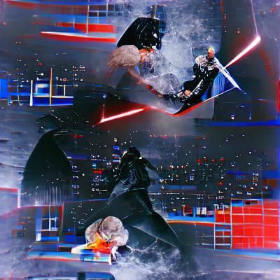 Dramatic Confrontation in Industrial Darkness