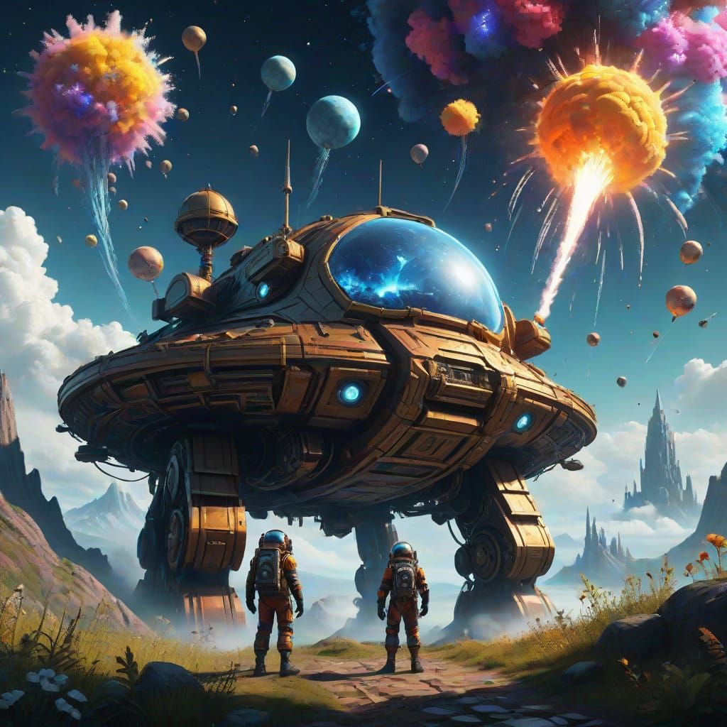 Astronaut Observes Vibrant Celebration from Distant Arid Pla...