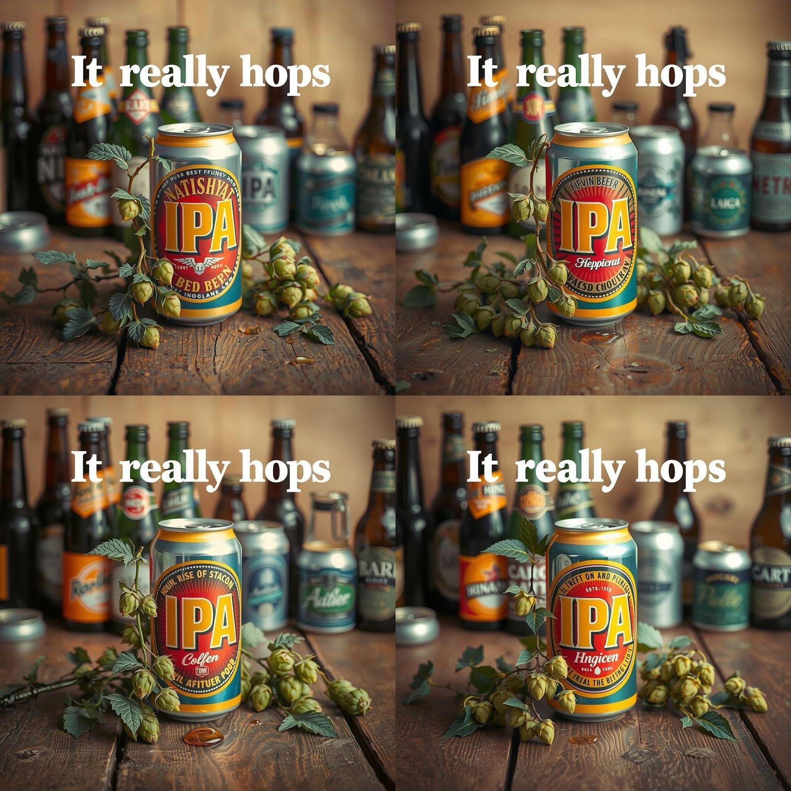 IPA Beer Can with Hops Vine Still Life